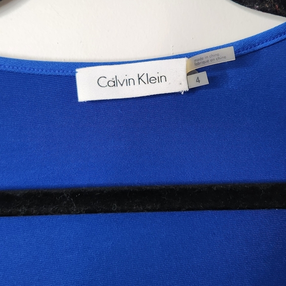 Calvin Klein Blue Short Sleeve Knee Length Dress Stretchy Wrap V-Neck Office - Picture 6 of 10